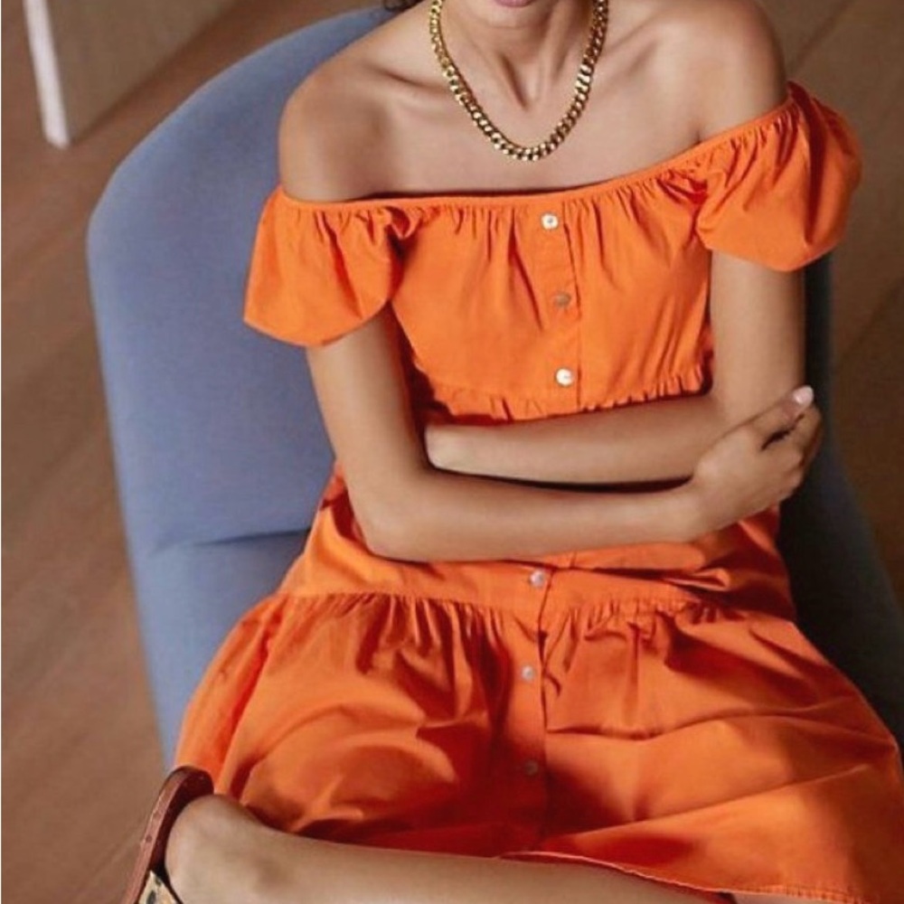 Anthropologie Off-Shoulder Orange Dress
